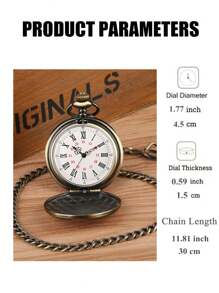 Reloj de bolsillo vintage de bronce como regalo para el hijo con la inscripción "Te amo" grabada y con cadena