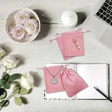 Velvet Jewelry Pouch With Drawstring - Small Pink Soft Storage Bag, Suitable For Wedding Favors, Party Gifts, Valentine's Day, Anniversary Gifts
