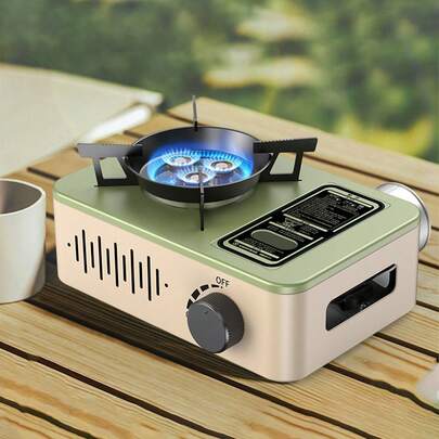 1pc New Portable Cute Mini Outdoor Camping Picnic Stove, Without Igniter, Novel Design, Overheat Protection, Suitable For Motorcycle Riding, Tea Brewing, Cooking, Hot Pot, Frying, Emergency, Camping, Coffee Brewing, Etc.