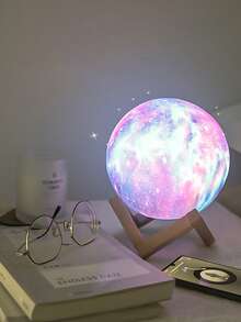 Lampada a forma di luna da 12cm, lampada d''atmosfera creativa per comodino, globo lunare in legno con 7 colori cangianti per camera da letto, decorazione per la casa, luce notturna LED, regalo di compleanno per ragazzi e ragazze, disponibile in 8cm/10cm/14cm/giallo/7 colori