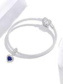 1pc 925 Sterling Silver Fashionable Zirconia Forever Sister Infinite Heart Charm Bead For Women Fit Bracelets Bangles DIY Jewelry Making Anniversary Gift Fine Ladies Jewellery Valentines