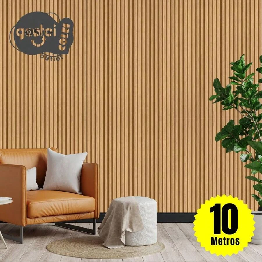 PREMIUM Textured Light Slatted Wallpaper Roll 5 Meters Self-Adhesive 3D Living Room Bedroom - Gỗ - Xem 1