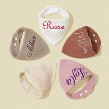 1 Stück personalisierter, bestickter Baby-Lätzchen, reine Baumwolle, weich & bequem, saugfähig & atmungsaktiv, geeignet für Neugeborene, Jungen und Mädchen, tolles Geschenk für Neugeborene, Babys, Partys, weich, verstellbar, flecken- & auslaufsicher, personalisierte Geschenke für Baby Jungen & Mädchen