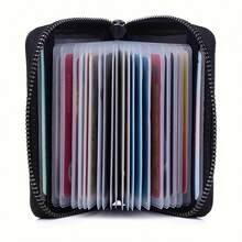 Ultra-Thin RFID Anti-Scan Faux Leather Wallet - Large Capacity, Multiple Card Slots, Zipper Closure, Fashionable Design, Perfect Gift For Festivals And Daily Use, Card Storage| Minimalist Style Wallet| Durable PU Material - Black - View 6