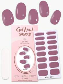 16pcs Red Semi Cured Gel Nail Strips, Spring/Summer Plain Self Adhesive Gel Nail Full Wraps, Need UV Lamp, Easy To Apply And Go Out, Suitable For Ladies DIY Nail Supplies Nail Stickers