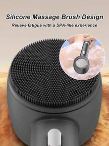 Shower Head With Filter & Massage Silicone Brush, Strong Flow & Spa Feel!" - Grey - View 6