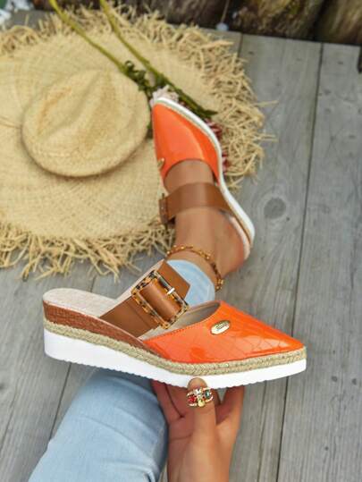 Women Plus Size Slip-On Linen Rope Wedges Sandals, Versatile & Lightweight European Style, Elegant Platform