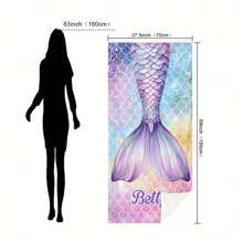 1pc Personalized Mermaid Text Beach Towel, Strong Water Absorption, Suitable For Swimming Pool, Camping, Extremely Comfortable Bathroom Decor SummerTravel Essentials Travel Accessories Beach Essentials