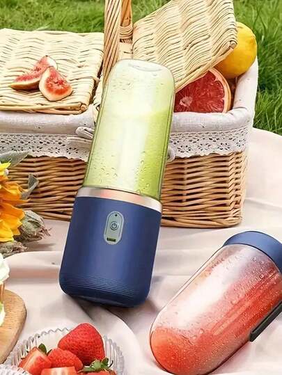 2-In-1 Portable Juicer & Blender With USB Charging - 6-Blade Dual Cup, Ideal For Smoothies, Milkshakes & Iced Drinks - Perfect Gift For Health-Conscious Individuals, Travel, Work, Or Home Use, 16.91oz Capacity, Travel Juicer | Modern Kitchen Appliance | Durable Plastic Body, Juicer Base