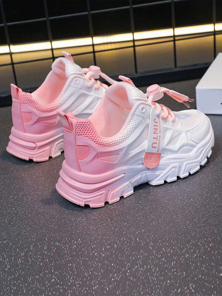 1 par Zapatos deportivos de suela gruesa para niñas, nuevos modelos 2025 de zapatillas casuales de suela blanda, adecuados para actividades al aire libre, escuela y fiestas, para primavera/otoño - Rosa - Añade 5