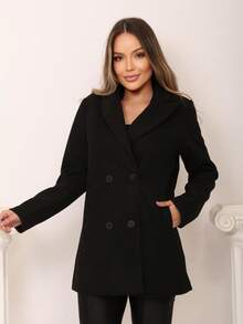 OVERALL PARKA COAT IN WOOL STYLISH COMFORTABLE SUPER WARM PREMIUM PIECE MODERN CASUAL TOP - 黑色 - 查看 3
