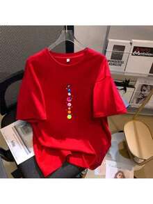 Planets Constellation T-Shirt Unisex Cotton Promotion - Red - View 1