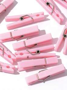 100pcs - 3.5cm Mini Size - Baby Shower Clothespins Pink Mini Clothespins 1.4 Inch (Approx 3.6cm) For Party Decorations, Gender Reveal Parties, Photo Clips (Pink) - Pink - View 4