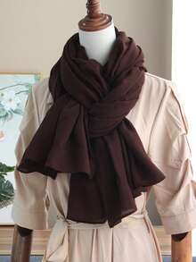 1 件女士纯色巴厘岛轻质披肩，百搭优雅长围巾，适合所有季节，可作为披肩、头巾佩戴，非常适合旅行、约会、日常穿着