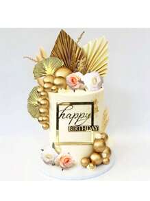 26 Stück Boho Champagner Rose Tortendeko Kugeln, Tortendekoration mit goldenen Palmblättern, boheimische weiß-goldene Tortenkugeln, Bohème Party Zubehör für Bohème Hochzeit, Taufe, Geburtstagsfest, Muttertag (Bohème), Weihnachten