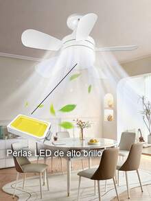 1 Piece 50W Ceiling Fan With Remote Control, 3-Color Lights, 3 Speeds, With Timer Function, Closed Ceiling, For Kitchen/Bathroom/Bedroom - Light Grey - View 3
