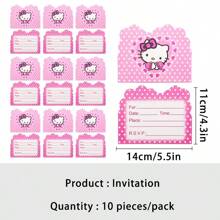 Sanrio Suministros para fiestas de cumpleaños temáticas de Anime Hello Kitty en color rosa, decoraciones de Año Nuevo como banderines, bolsas de regalo, vasos, platos y pañuelos desechables de papel