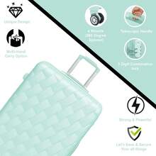 Deluxe Edition 28" Large Suitcases On 4 Wheels Lightweight Hard Shell Luggage Durable Check In Hold Luggage Built-In 3 Digit Combination - Green - View 2