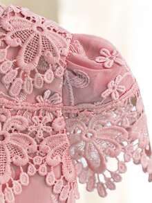 Girls' Pink Lace Tulle Dress, Flower Girl Dress For Weddings, Birthdays & Parties - Pink - View 5