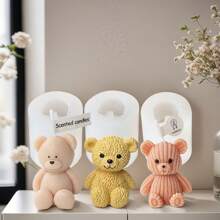 Molde de Vela 3D Urso Fofo, Mini Molde de Vela Perfumada de Urso de Pelúcia DIY, Decoração, Molde de Silicone, Artesanato, Molde de Vela de Cristal Epóxi, Sabonete