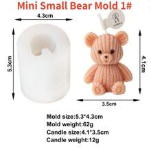 Molde de Vela 3D Urso Fofo, Mini Molde de Vela Perfumada de Urso de Pelúcia DIY, Decoração, Molde de Silicone, Artesanato, Molde de Vela de Cristal Epóxi, Sabonete