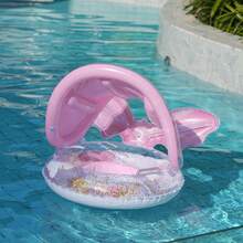 1 件装星空图案紫色鱼尾模型儿童游泳圈带顶篷