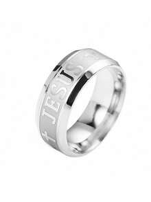 1 Miếng Kích thước lớn 8mm 316 Thép Titan 18K Mạ bạc Mạ vàng Vượt qua Lá thư Nhẫn cưới - Vàng - Xem 7