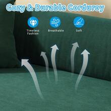 Compression Sofa - Convertible Floor Foldable Sofa Bed - With 2 Pillows, Corduroy, Queen Size - 墨綠色 - 查看 6