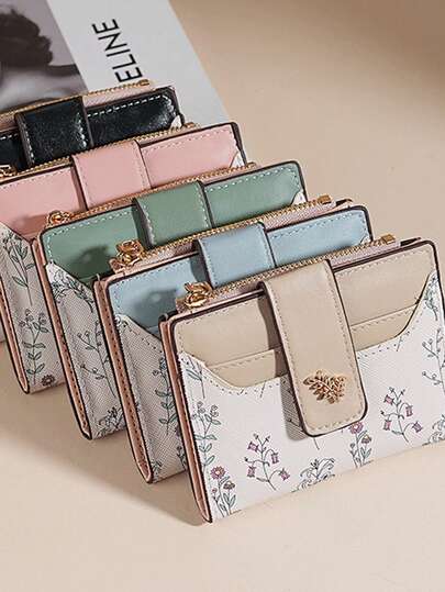 Ladies Elegant Floral Coin Purse, Multi Card Slots, Versatile Student Wallet - Multiple Colors Available