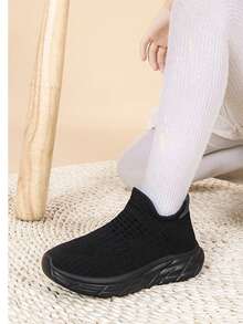 Kids' Low-Top Slip-On Casual Sports Shoes - Black - View 5