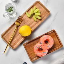 1pc Rectangular Sandalwood Tray, Candle Holder, Small Storage Tray, Suitable For Breakfast, Cake, Dinner, Sushi, Snacks And Fruits, Home Decor And Kitchen Storage, Perfect For Christmas And Thanksgiving - Brown - View 5