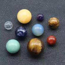 9pcs Natural Crystal Stone Sphere Ball 9 Planets Solar System Healing Gemstone Energy Rock Desk Decor Galaxy Universe Model Celestial Creative Gift Home Office Desk - Multicolor - View 7