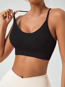 3pcs Women Seamless Ribbed Yoga Fitness Bras With Criss-Cross Straps And Stylish Open Back Design - Multicolor - View 6