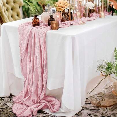 12 Pack 21.5*120 Inch Cheesecloth Table Runner, 10FT Cheesecloth Rustic Boho Table Runner Long Romantic Semi Sheer Table Runner For Wedding Baby Shower Birthday Bridal Party Decorations Multiple Colors For Weddings Graduation Season Outdoor Events Entertain Guests