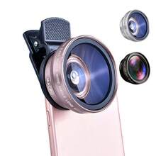 37mm Universal Phone Lens Kit: 0.45X Super Wide Angle Lens + 10X Macro Lens Compatible With Iphone, Android (Includes Carrying Pouch) - Multicolor - View 2