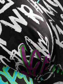 10-Pack Men's Graffiti Print Breathable Boxer Briefs - Black - View 6