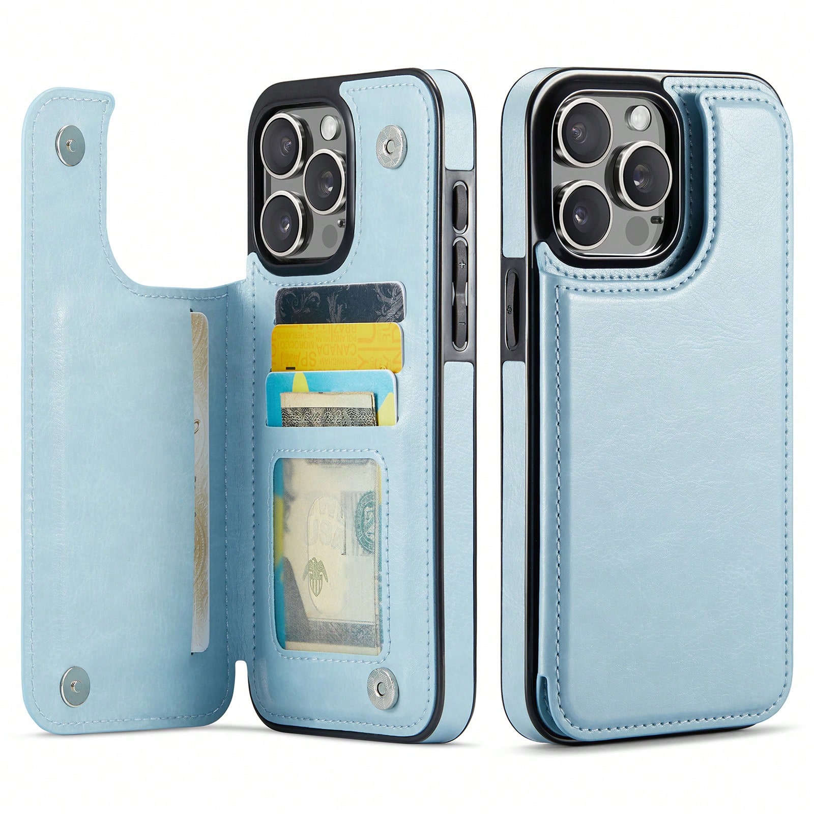 Luxury Durable Genuine Leather Wallet Phone Case, Compatible With IPhone 16e/16/15/14/13/12/11 Pro Max/SE/X/XR/XS Max/8/7/6/6S Plus, And Galaxy S25/S24/S23/S22/S21/S20 Ultra/A13/A14/A15/A35/A53/A54/A55/S23 FE/S24 FE. With Kickstand And Credit Card Slots, Shock-Proof, Waterproof, Anti-Fall, Anti-Scratch, Full-Body Design.