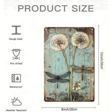 1PC Vintage Metal Sign, Sunflower And Dragonfly, Rustic Flower Decor, High-Quality Tin, Fade-Resistant, Ideal For Living Rooms, Kitchens, Farmhouses, 8x12 Inches / 20x30 Cm - 8x12 inch/20x30cm-1 cái - Xem 2