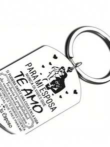 1 件不锈钢“我会永远记得我爱你”雕刻钥匙扣，情人节或周年纪念日送给妻子的浪漫礼物，汽车配件包，魅力学校可爱哥特 Y2k - 銀色 - 查看 4