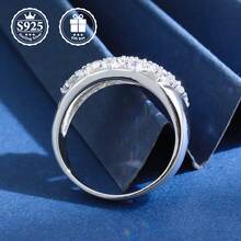 1pc S925 Sterling Silver Ring With Moissanite Stone, Suitable For Daily Wear, Wedding, Party, Mother's Day/Girlfriend Anniversary Gift