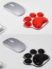 1 件装透明硅胶鼠标垫，带可爱爪子设计，办公室腕托垫，3D 防滑猫爪形手枕，丝滑亲肤防水桌垫 - 彩色 - 查看 3