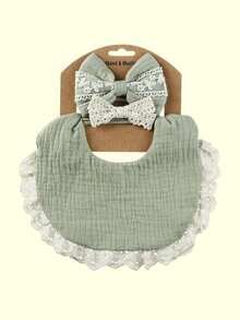 Personalized Baby Gift Set - Embroidered Letter Bibs & Lace Headbands | Newborn Gift Box | Fashionable, Cute, Practical, Spring New Arrival - Multicolor - View 13