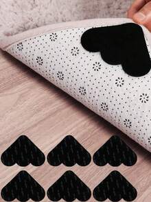 1/4/8/12 Pcs Black PU Heart-Shaped Carpet Anti-Slip Stickers Washable Nano Traceless Fixed Stickers Double-Sided Adhesive Can Be Used For Stair Mats Bathroom Anti-Slip Mats Bedroom Living Room Floor Mat Clamp Universal Stickers Fixed Stickers Removable And Washable