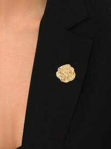 1pc Retro Chic Metallic Flower Shape Women Brooch