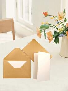 10 件复古牛皮纸自粘信封、手写空白贺卡、公司用文具返校 - 彩色 - 查看 8