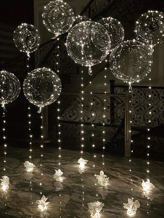 1/5/10 Pieces Of LED Illuminated Bouncy Balls, Transparent Illuminated Balloons, Suitable For Birthday Decoration, Wedding Decoration, Anniversary Celebration, Festival Celebration, Proposal Decoration, Party Decoration, And Graduation Season Decoration