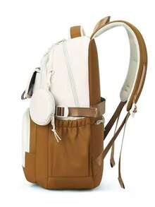 Extra Large Capybara Print Backpack - Cute Patchwork Design, Nylon Material, Lightweight Student Backpack Suitable For High School And College, Korean Style