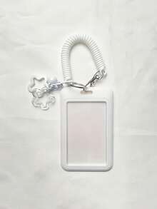 1PC 3-Inch ID Protective Cover,Transparent Acrylic Spring Wristband Card Holder,Transparent Shooting Star Standing Card Sleeve With Keychain - Protective Clear Plastic Cover,Transparent Wave-Shaped Photocard Holder For Student Bus ,Campus Lunch Card,Lightweight Durable Keychain Pendant With Spring Attachment ,Cute Accessory For Everyday Use,Student Card Holder - Multicolor - View 13