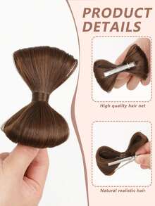 女士时尚可爱蝴蝶结发夹合成接发，蝴蝶结马尾辫耐热纤维发髻 - 彩色 - 查看 12