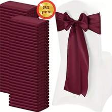 20pcs Champagne Satin Chair Sash Bows, Universal Decorative Chair Cover Ties For Wedding Reception, Washable & Reusable Chair Ribbons, Suitable For Wedding Events And Banquets